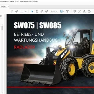 Sany SW075 & SW085 RADLADER BETRIEBS- UND WARTUNGSHANDBUCH - PDF DOWNLOAD (German)
