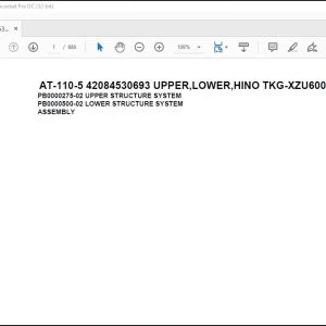Tadano AT-110-5 42084530693 UPPER,LOWER,HINO TKG-XZU600X-TYMMC6 Spare Parts Catalog Manual - PDF DOWNLOAD