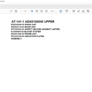 Tadano Crane AT-141-1 42043100040 UPPER Spare Parts Manual - PDF  DOWNLOAD