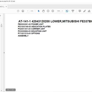 Tadano Crane AT-141-1 42043120200 LOWER,MITSUBISHI FE337BHZ Spare Parts Manual - PDF DOWNLOAD