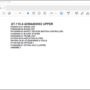 Tadano Crane AT 110 4 42084400002 UPPER Spare Parts Catalog Manual  - PDF DOWNLOAD