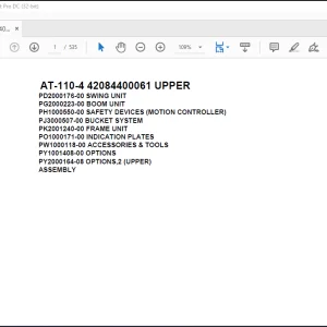 Tadano Crane AT-110-4 42084400061 UPPER Spare Parts Catalog Manual  - PDF DOWNLOAD