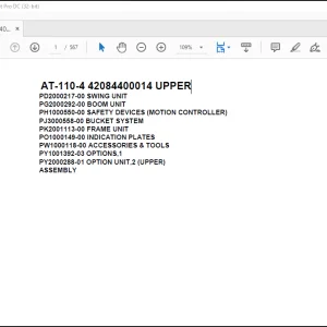 Tadano Crane AT-110-4 42084400064 UPPER Spare Parts Catalog Manual - PDF DOWNLOAD