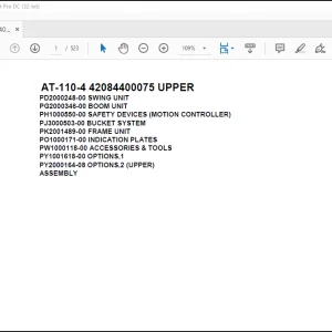 Tadano Crane AT 110 4 42084400075 UPPER Spare Parts Catalog Manual - PDF DOWNLOAD