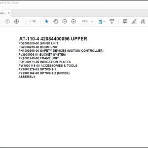 Tadano Crane AT 110 4 42084400096 UPPER Spare Parts Catalog Manual - PDF DOWNLOAD