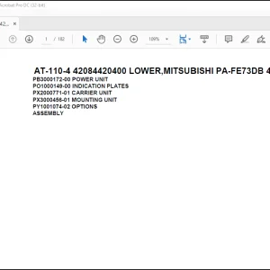 Tadano Crane AT-110-4 42084420400 LOWER,MITSUBISHI PA-FE73DB 4UKA3 Spare Parts Catalog Manual - PDF DOWNLOAD