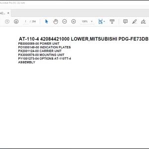 Tadano Crane AT-110-4 42084421000 LOWER,MITSUBISHI PDG-FE73DB 4UKA4  Spare Parts Catalog Manual - PDF DOWNLOAD