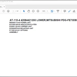 Tadano Crane AT-110-4 42084421200 LOWER,MITSUBISHI PDG-FE73DB 4UKA4 Spare Parts Catalog Manual - PDF DOWNLOAD