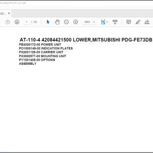 Tadano Crane AT-110-4 42084421500 LOWER,MITSUBISHI PDG-FE73DB 4UKA4 Spare Parts Catalog Manual - PDF DOWNLOAD