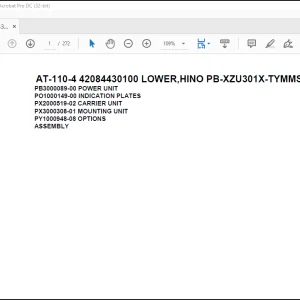 Tadano Crane AT-110-4 42084430100 LOWER,HINO PB-XZU301X-TYMMS6 Spare Parts Catalog Manual - PDF DOWNLOAD