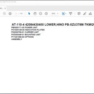 Tadano Crane AT-110-4 42084430400 LOWER,HINO PB-XZU378M-TKMQW3 Spare Parts Catalog Manual - PDF  DOWNLOAD
