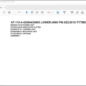 Tadano Crane AT-110-4 42084430600 LOWER,HINO PB-XZU301X-TYTMS6 Spare Parts Catalog Manual  - PDF DOWNLOAD