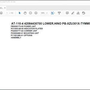Tadano Crane AT-110-4 42084430700 LOWER,HINO PB-XZU301X-TYMMS6 Spare Parts Catalog Manual - PDF DOWNLOAD