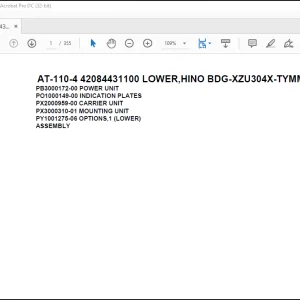 Tadano Crane AT-110-4 42084431100 LOWER,HINO BDG-XZU304X-TYMMB6 Spare Parts Catalog Manual  - PDF DOWNLOAD