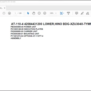 Tadano Crane AT-110-4 42084431200 LOWER,HINO BDG-XZU304X-TYMMB6 Spare Parts Catalog Manual - PDF DOWNLOAD