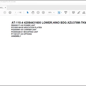 Tadano Crane AT-110-4 42084431600 LOWER,HINO BDG-XZU378M-TKMQD3 Spare Parts Catalog Manual - PDF DOWNLOAD