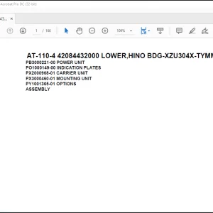 Tadano Crane AT-110-4 42084432000 LOWER,HINO BDG-XZU304X-TYMMB6 Spare Parts Catalog Manual - PDF DOWNLOAD