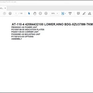 Tadano Crane AT-110-4 42084432100 LOWER,HINO BDG-XZU378M-TKMQD3 Spare Parts Catalog Manual - PDF DOWNLOAD