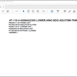 Tadano Crane AT-110-4 42084432300 LOWER,HINO BDG-XZU378M-TKMQD3 Spare Parts Catalog Manual - PDF DOWNLOAD