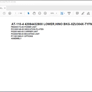 Tadano Crane AT-110-4 42084432800 LOWER,HINO BKG-XZU304X-TYFMG6 Spare Parts Catalog Manual - PDF DOWNLOAD