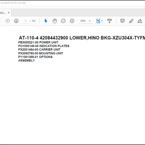 Tadano Crane AT-110-4 42084432900 LOWER,HINO BKG-XZU304X-TYFMG6 Spare Parts Catalog Manual  - PDF DOWNLOAD