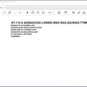Tadano Crane AT-110-4 42084433300 LOWER,HINO SKG-XZU600X-TYMMC6 Spare Parts Catalog Manual - PDF DOWNLOAD