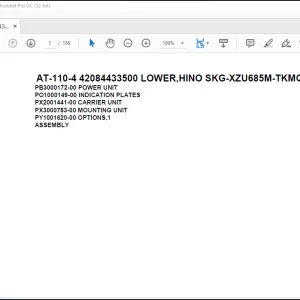 Tadano Crane AT-110-4 42084433500 LOWER,HINO SKG-XZU685M-TKMQC6 Spare Parts Catalog Manual -PDF DOWNLOAD
