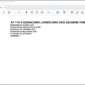 Tadano Crane AT-110-4 42084433600 LOWER,HINO SKG-XZU685M-TKMQC6 Spare Parts Catalog Manual - PDF DOWNLOAD