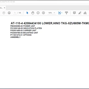 Tadano Crane AT-110-4 42084434100 LOWER,HINO TKG-XZU685M-TKMQC6 Spare Parts Catalog Manual - PDF DOWNLOAD