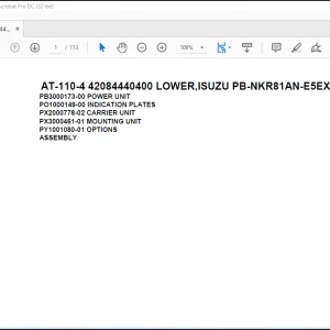 Tadano Crane AT-110-4 42084440400 LOWER,ISUZU PB-NKR81AN-E5EXHY Spare Parts Catalog Manual - PDF DOWNLOAD