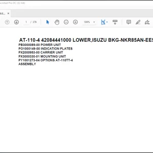 Tadano Crane AT-110-4 42084441000 LOWER,ISUZU BKG-NKR85AN-EE5AHY-M Spare Parts Catalog Manual - PDF DOWNLOAD