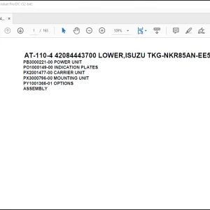 Tadano Crane AT-110-4 42084443700 LOWER,ISUZU TKG-NKR85AN-EE5AHY-JM Spare Parts Catalog Manual - PDF DOWNLOAD