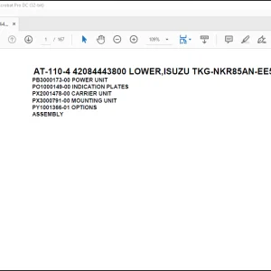 Tadano Crane AT-110-4 42084443800 LOWER,ISUZU TKG-NKR85AN-EE5AHY-JM Spare Parts Catalog Manual -  PDF DOWNLOAD