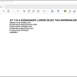 Tadano Crane AT-110-4 42084444000 LOWER,ISUZU TKG-NKR85AN-EE5AHY-JM Spare Parts Catalog Manual - PDF DOWNLOAD