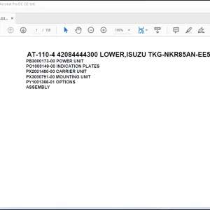 Tadano Crane AT-110-4 42084444300 LOWER,ISUZU TKG-NKR85AN-EE5AHY-JD Spare Parts Catalog Manual - PDF DOWNLOAD