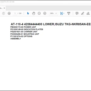 Tadano Crane AT-110-4 42084444400 LOWER,ISUZU TKG-NKR85AN-EE5AHY-JM Spare Parts Catalog Manual - PDF DOWNLOAD