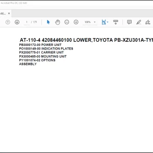 Tadano Crane AT-110-4 42084460100 LOWER,TOYOTA PB-XZU301A-TYMMS6 Spare Parts Catalog Manual - PDF DOWNLOAD