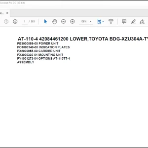 Tadano Crane AT-110-4 42084461200 LOWER,TOYOTA BDG-XZU304A-TYMMB6 Spare Parts Catalog Manual - PDF DOWNLOAD
