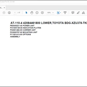 Tadano Crane AT-110-4 42084461800 LOWER,TOYOTA BDG-XZU378-TKMQD3 Spare Parts Catalog Manual - PDF DOWNLOAD