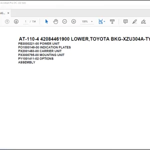 Tadano Crane AT-110-4 42084461900 LOWER,TOYOTA BKG-XZU304A-TYFMG6 Spare Parts Catalog Manual - PDF DOWNLOAD