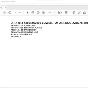 Tadano Crane AT-110-4 42084462000 LOWER,TOYOTA BDG-XZU378-TKMQD3 Spare Parts Catalog Manual  - PDF DOWNLOAD