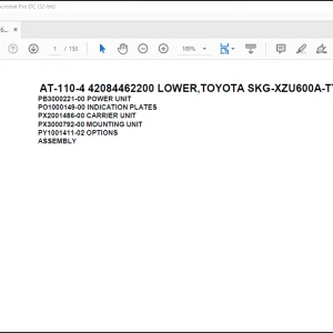 Tadano Crane AT-110-4 42084462200 LOWER,TOYOTA SKG-XZU600A-TYMMC6 Spare Parts Catalog Manual - PDF DOWNLOAD