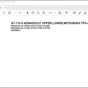 Tadano Crane AT-110-5 42084520237 UPPER,LOWER,MITSUBISHI TPG-FEA50B23S1H3 Spare Parts Catalog Manual - PDF DOWNLOAD