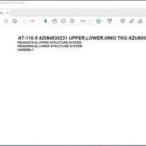 Tadano Crane AT-110-5 42084530231 UPPER,LOWER,HINO TKG-XZU600X-TYMMC6 Spare Parts Catalog Manual - PDF DOWNLOAD