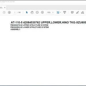Tadano Crane AT-110-5 42084530762 UPPER,LOWER,HINO TKG-XZU600X-TYMMC6 Spare Parts Catalog Manual - PDF DOWNLOAD