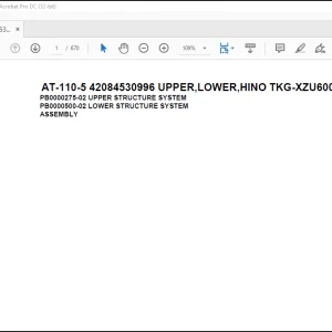 Tadano Crane AT-110-5 42084530996 UPPER,LOWER,HINO TKG-XZU600X-TYMMC6 Spare Parts Catalog Manual - PDF DOWNLOAD