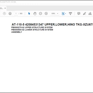 Tadano Crane AT-110-5 42084531347 UPPER,LOWER,HINO TKG-XZU675M-TQMQC3 Spare Parts Catalog Manual - PDF DOWNLOAD