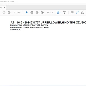 Tadano Crane AT-110-5 42084531757 UPPER,LOWER,HINO TKG-XZU600X-TYMMC6 Spare Parts Catalog Manual - PDF DOWNLOAD