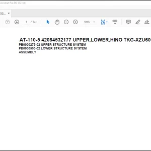 Tadano Crane AT-110-5 42084532177 UPPER,LOWER,HINO TKG-XZU600X-TYMMC6 Spare Parts Catalog Manual - PDF  DOWNLOAD