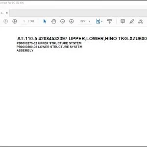 Tadano Crane AT-110-5 42084532397 UPPER,LOWER,HINO TKG-XZU600X-TYMMC6 Spare Parts Catalog Manual - PDF DOWNLOAD